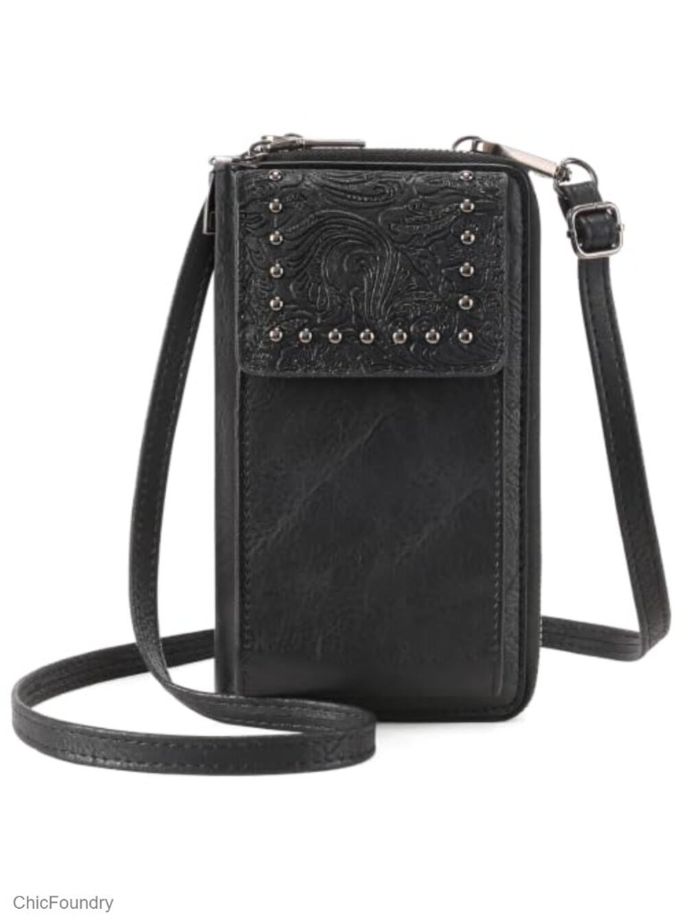Vegan Leather Small Crossbody Wristlet Wallet with Card Slots Adjustable Strap